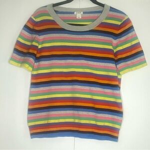 J.Crew Rainbow Stripe Short Sleeve Tee Shirt Women’s Medium